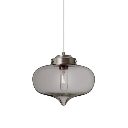 Besa Lighting Mira Cord Pendant, Smoke, Satin Nickel Finish, 1x60W Incandescent 1JT-MIRASM-SN